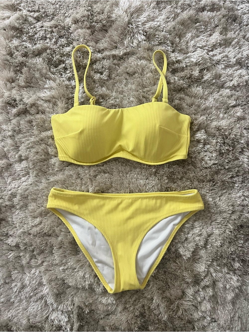 Shade & Shore Yellow Ribbed Two-Piece Bikini Set